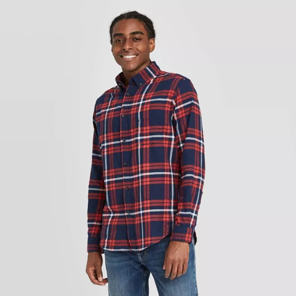 Men's Standard Fit 1-Pocket Flannel Long Sleeve Button-Down Shirt - Goodfellow & Co™ | Target