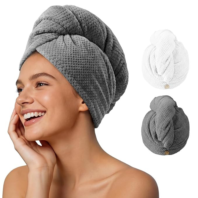Umisleep 2 Pack Microfiber Hair Towel Wrap for Curly Hair, Super Absorbent Hair Drying Towel for ... | Amazon (US)