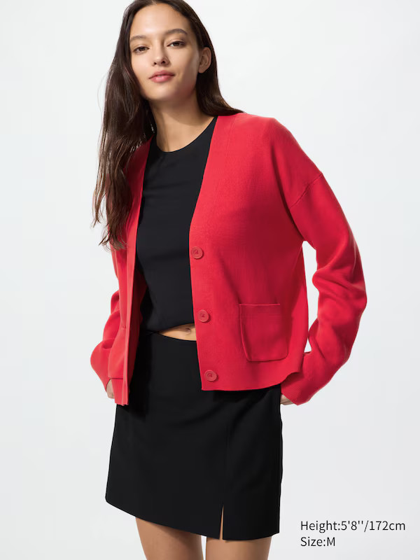 Smooth Cotton V-Neck Cardigan | UNIQLO (US)