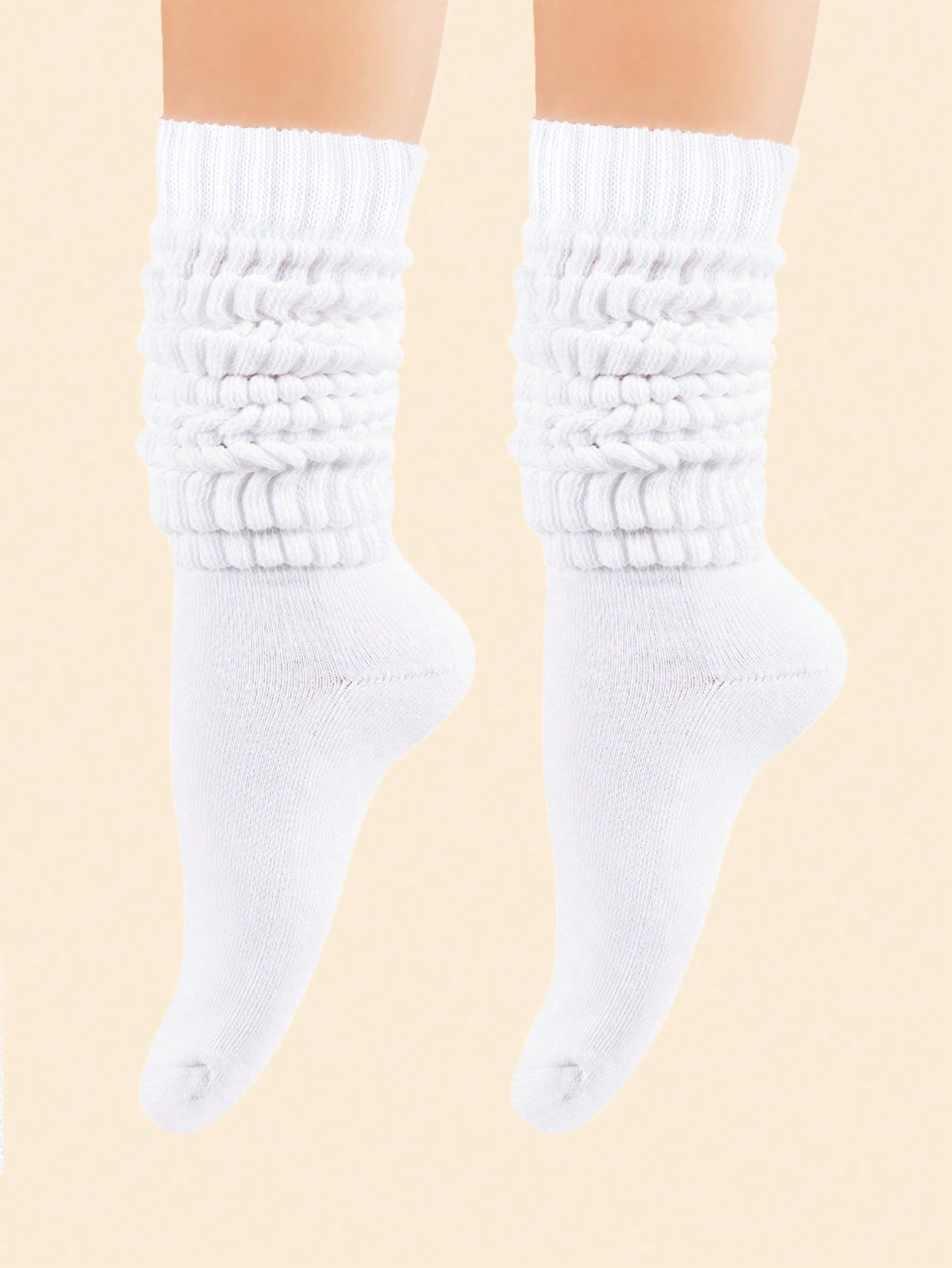 1pair Women's White Fashionable Pile Socks Suitable For Daily Wear4.96(100+) | SHEIN