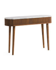 Fluted Marble Top Mango Wood Console Table | TJ Maxx