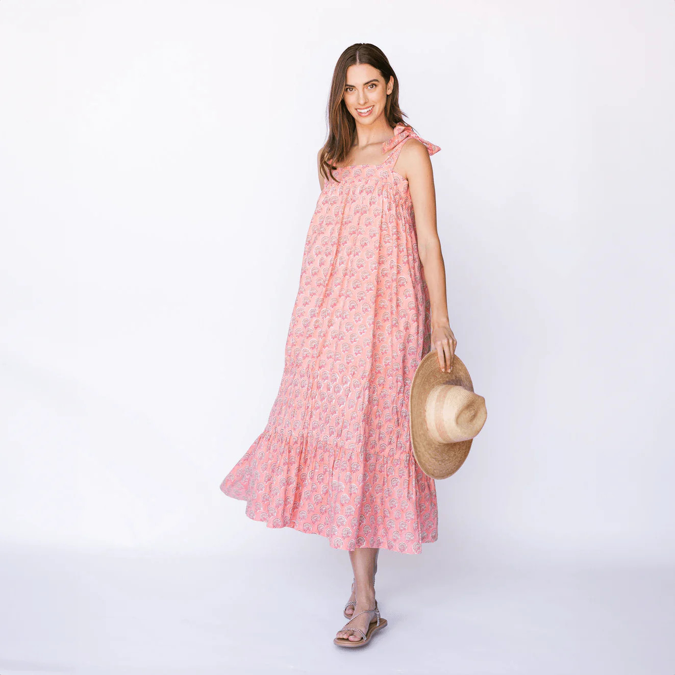 Coral Rock Flower Florence Dress | Sunshine Tienda