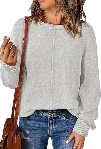 BTFBM Womens Loose Pullover Sweaters Fall Winter Clothes 2025 Crewneck Slouchy Sweater Long Sleev... | Amazon (US)