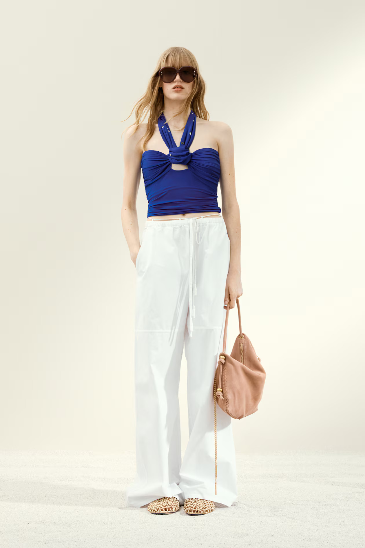 Rhinestone-Detail Halterneck Top - Deep blue - Ladies | H&M US | H&M (US + CA)