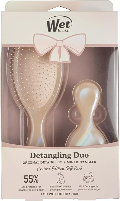 Wet Brush Original Detangler & Mini Hair Brush Gift Pack, Cream (Iridescence Icon) - IntelliFlex ... | Amazon (US)