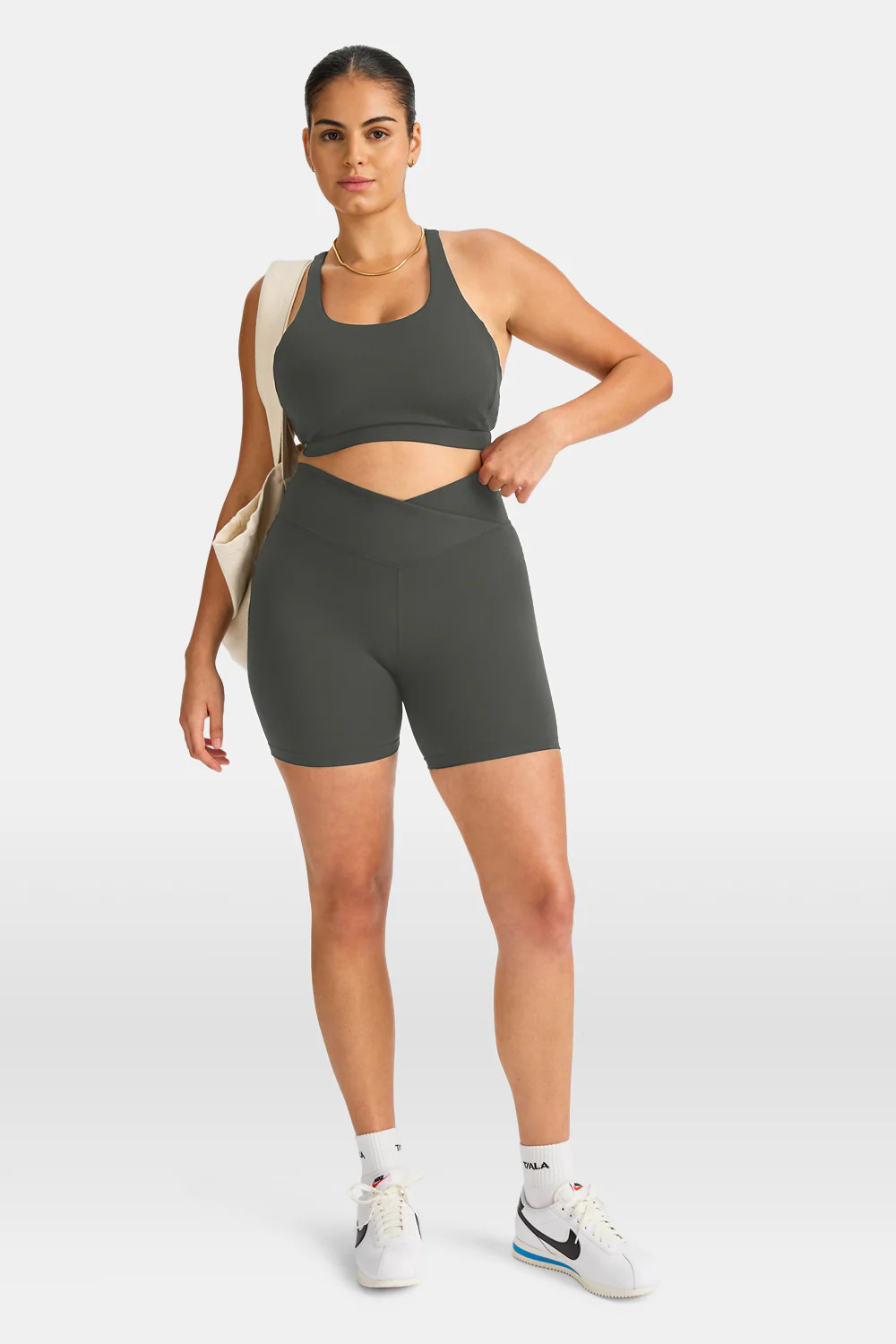 DayFlex Wrap High Waisted Cycling Shorts - Shadow Black | TALA | TALA (UK)