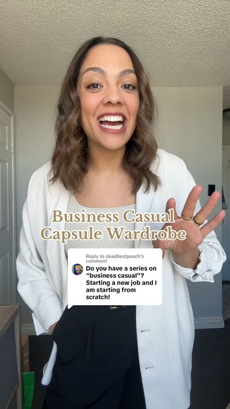 Business casual capsule wardrobe! Everything you need in your work wardrobe:

-Blazers, I like an oversized blazer in black, gray or beige or any other neutral color. I usually get a size medium, but like to size up to a large and some blazers like at Zara.
-Dress pants. These are the best pants for your business casual wardrobe. My favourite pants are the Aritzia effortless pants. These are a high-rise tailored wide leg pants and they come in many colors, including white, black, brown, gray and tan. My other favourite pants are the Abercrombie Sloan pants that are very similar to the Aritzia ones. They also have lots of sales!
-Then you need some basic tops like solid color, tank tops and T-shirts. My favourite tank top is the Aritzia sculpt knit tank with the square neck. My favourite T-shirts are the Aritzia function T-shirt, or the Uniqlo basic T-shirt.
-Then you need some layering pieces. This could be something like a cardigan, a short jacket, a leather jacket or a button up shirt in a nice material.
-For winter time, crewneck sweaters are great.
-Also, for winter time wearing a sweater dress and a pair of boots and tights also makes a great easy outfit.
-Maxi and midi skirts and dresses are also very easy to throw on and pair with other things in your closet like basic tees and tanks and jackets.


#LTKsummer #LTKcanada #LTKworkwear
