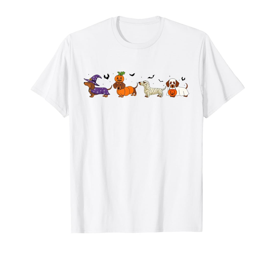 Weiner Dog Witch Happy Halloweenie Cute Halloween Dachshund T-Shirt | Amazon (US)