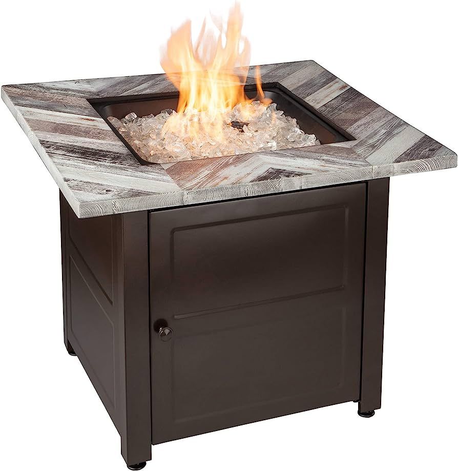 Endless Summer, The Duvall, 30" Square Outdoor Propane Fire Pit, Includes White Fire Glass, Table... | Amazon (US)
