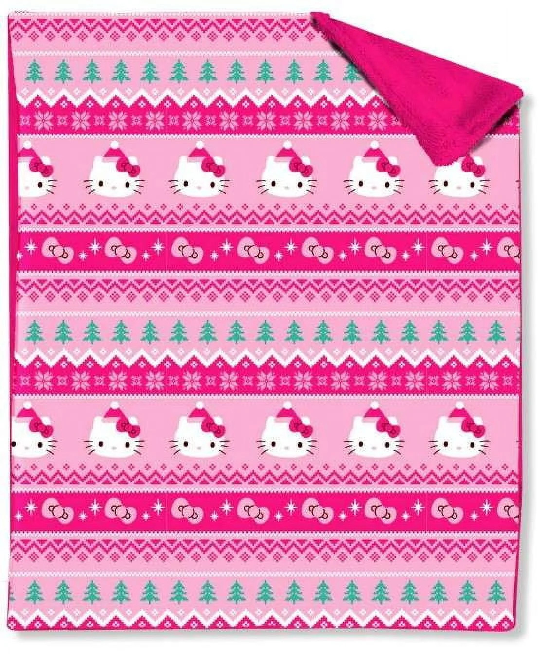 Hello Kitty Fair Isle Hello Silk Touch Sherpa Throw Blanket 50x60 inches | Walmart (US)