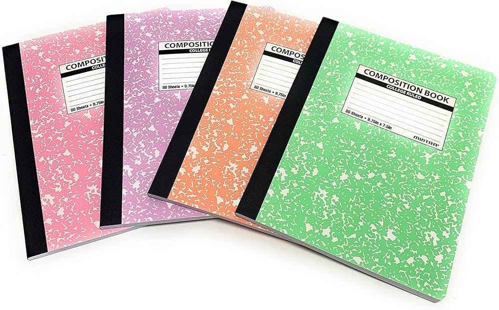 Mintra Office Composition Books - Sturdy Flexible Cover (4 Pack, Pastel Marble Comp - College Rul... | Amazon (US)