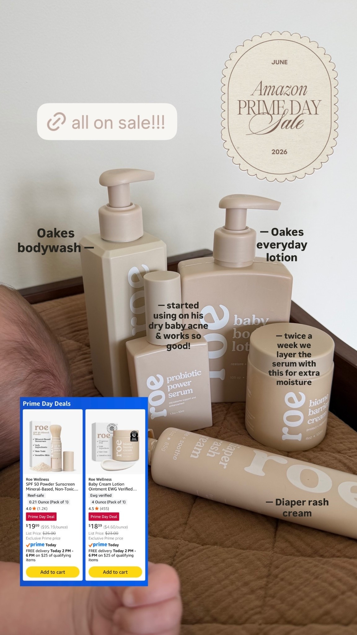 — Oakes everyday lotion  Oakes bodywash — — started using on his dry baby acne & works so good! — twice a week we layer the serum with this for extra moisture — Diaper rash cream