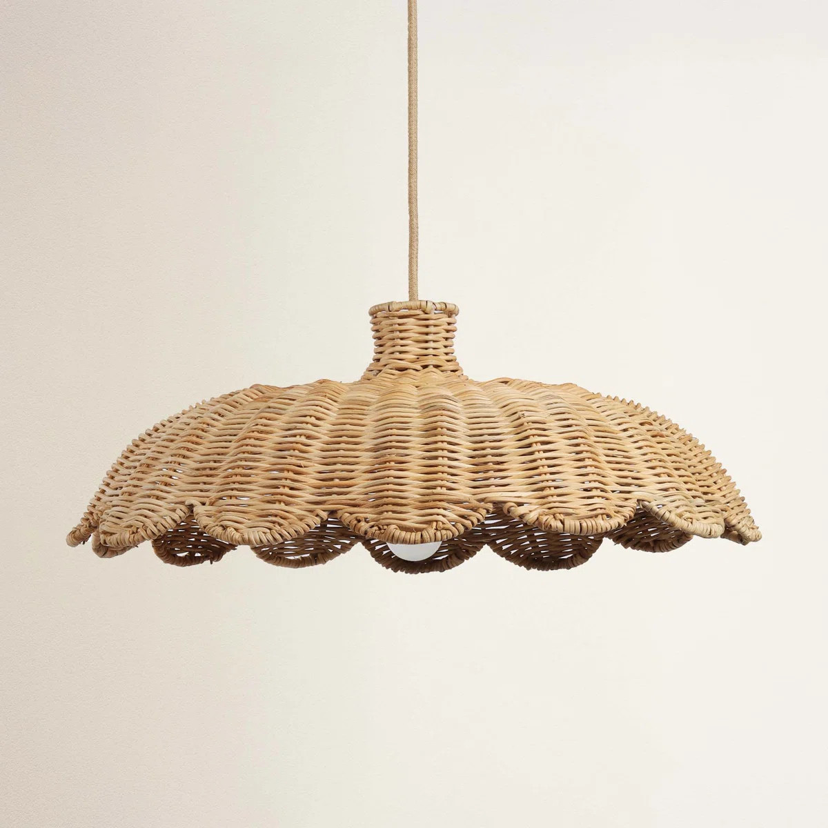 Aurelia Outdoor Rattan Pendant Light - 24" Natural Large Dome 1-Light Polished Handwoven Dimmable... | Wayfair North America
