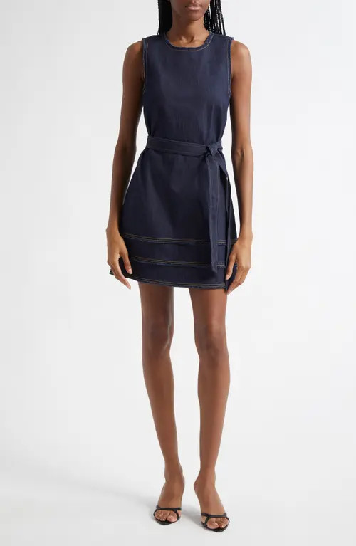 Cinq à Sept Mindie Sleeveless Tie Waist Denim Minidress in Indigo at Nordstrom, Size 2 | Nordstrom