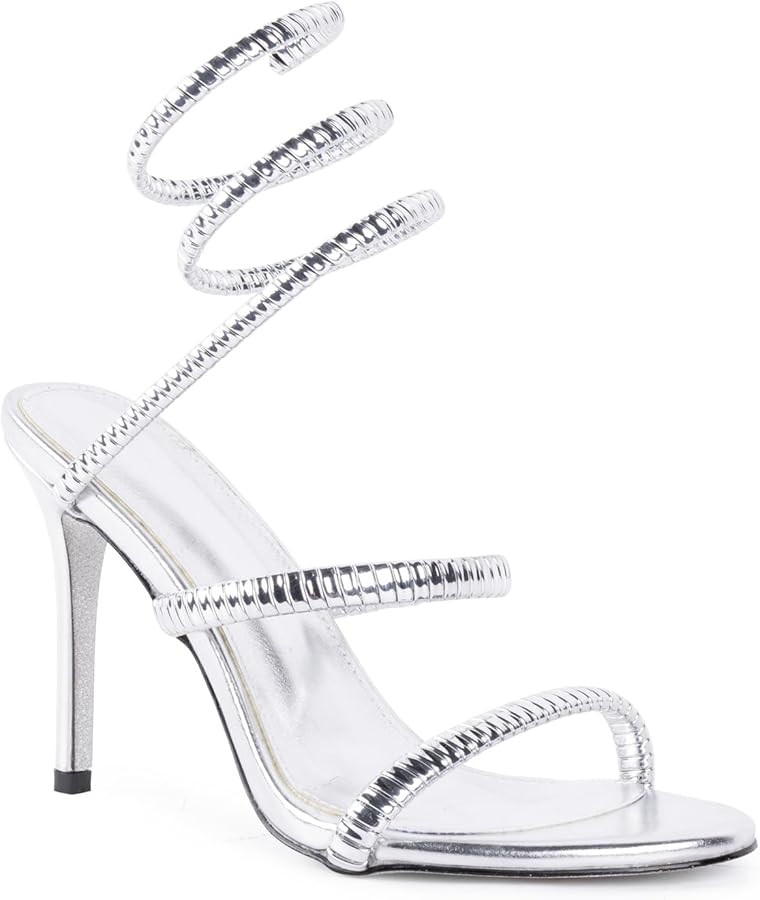 perixir Gold Heels for Women, High Heels with Spiral, 4.17" Stiletto Heeled Sandals for Dressy Wo... | Amazon (US)