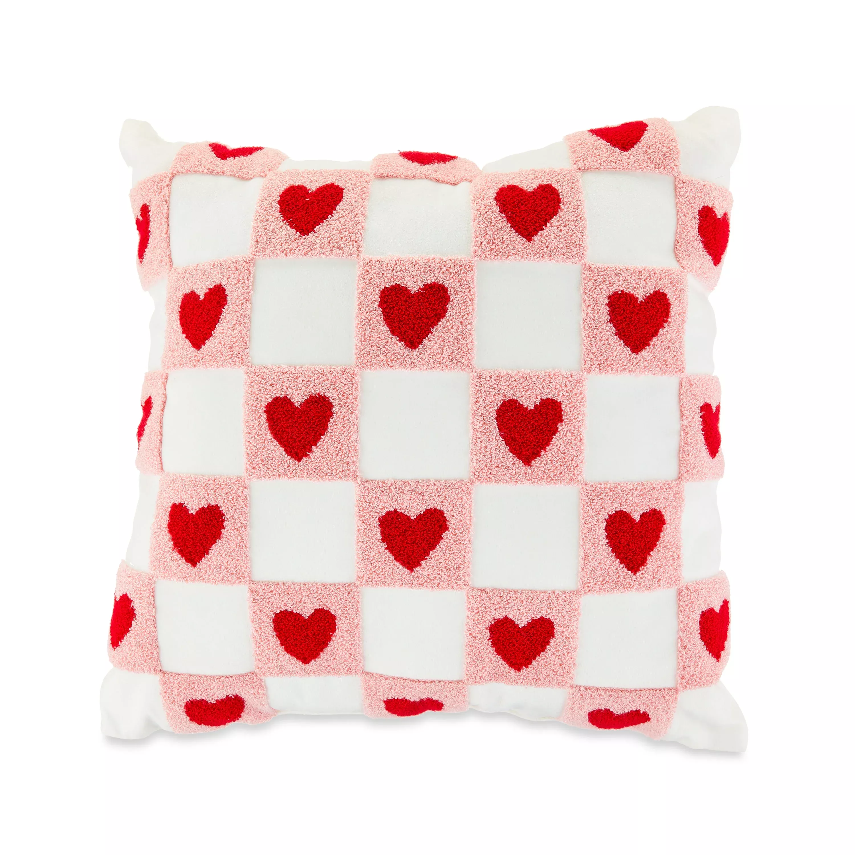 Valentine's Day White, Red & Pink Heart Checkerboard Throw Pillow for Adults, 17" x 17", 1 Count,... | Walmart (US)