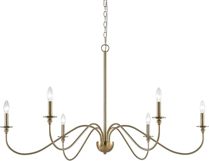 Kira Home Archer 47" 6-Light Large Modern Chandelier + Curved Arms, Adjustable Hanging Height, Co... | Amazon (US)