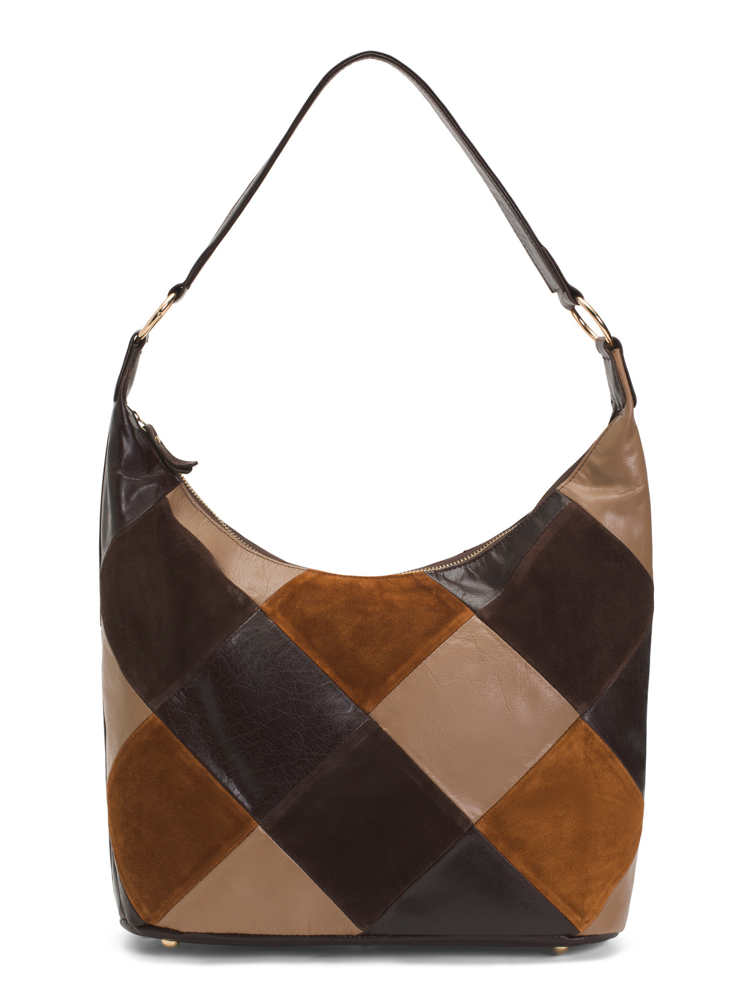 Leather And Suede Patchwork Mix Shoulder Bag | TJ Maxx
