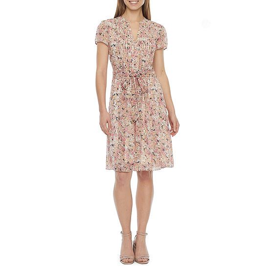 new!MSK Short Sleeve Floral Shirt Dress | JCPenney