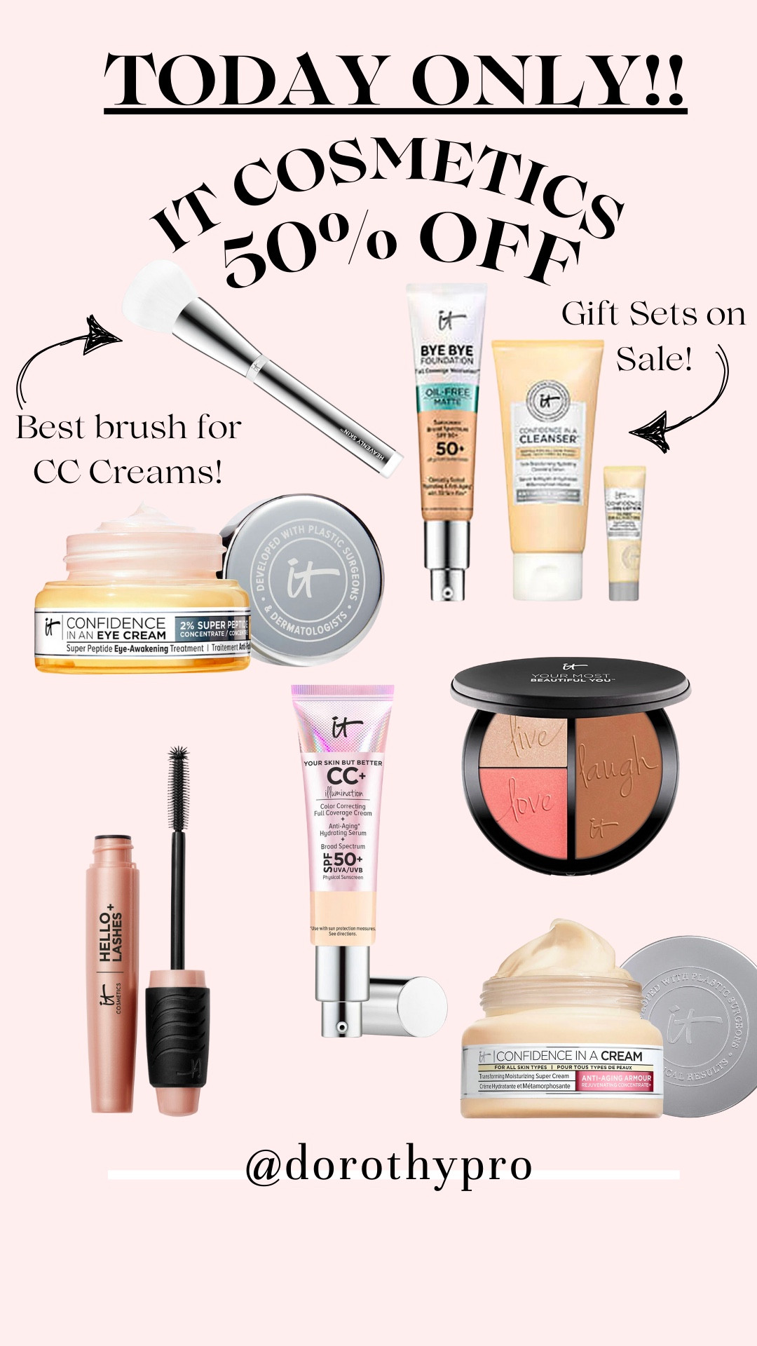 Cyber Monday sale TODAY ONLY!! 

Makeup & skin care for 50% off!! Linked some of my fave It cosmetics products & skincare on sale! 
CC Cream, mascara, blessed, bronzer, highlighter, moisturizer, lotion, gift sets, eye cream!! 

#LTKGiftGuide #LTKbeauty #LTKsalealert