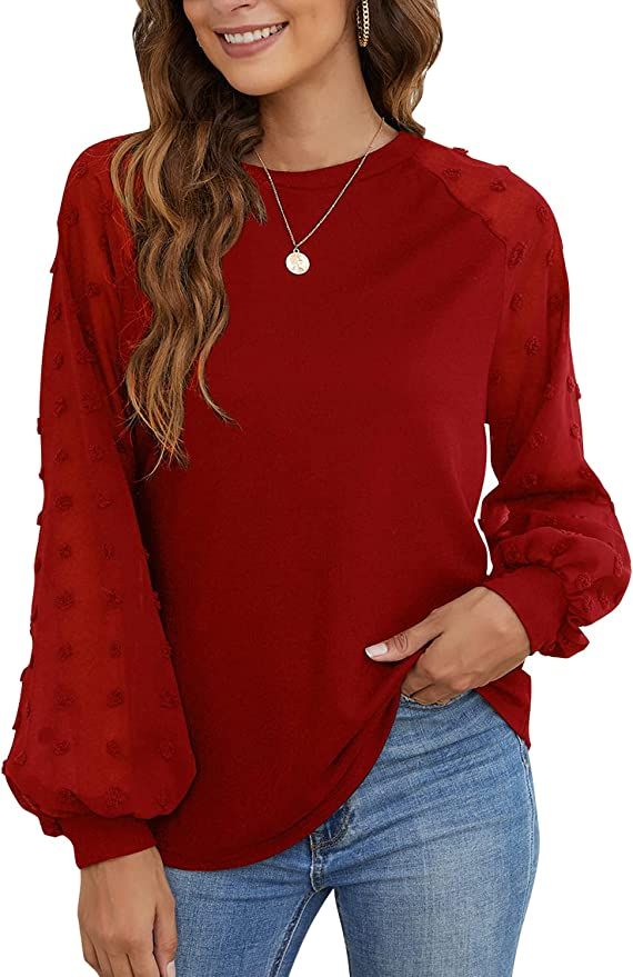 Blooming Jelly Womens Long Sleeve Blouses Shirts Elegant Knit Mesh Pom Pom Casual Loose Tops | Amazon (US)