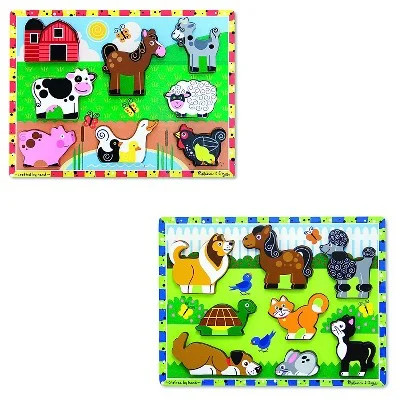 Melissa & Doug Wooden Chunky Puzzles Set Farm and Pets | Walmart (US)