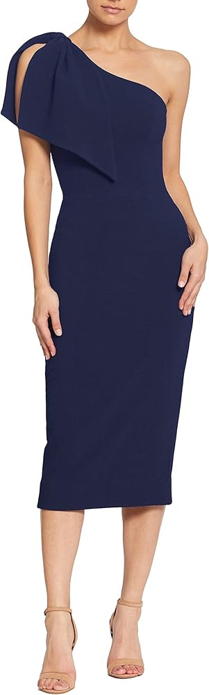 Dress the Population Women's Tiffany Asymmetrical Bow Neckline Bodycon Midi Dress | Amazon (US)
