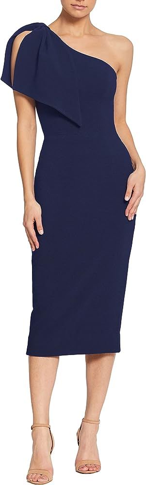 Dress the Population Women's Tiffany Asymmetrical Bow Neckline Bodycon Midi Dress | Amazon (US)