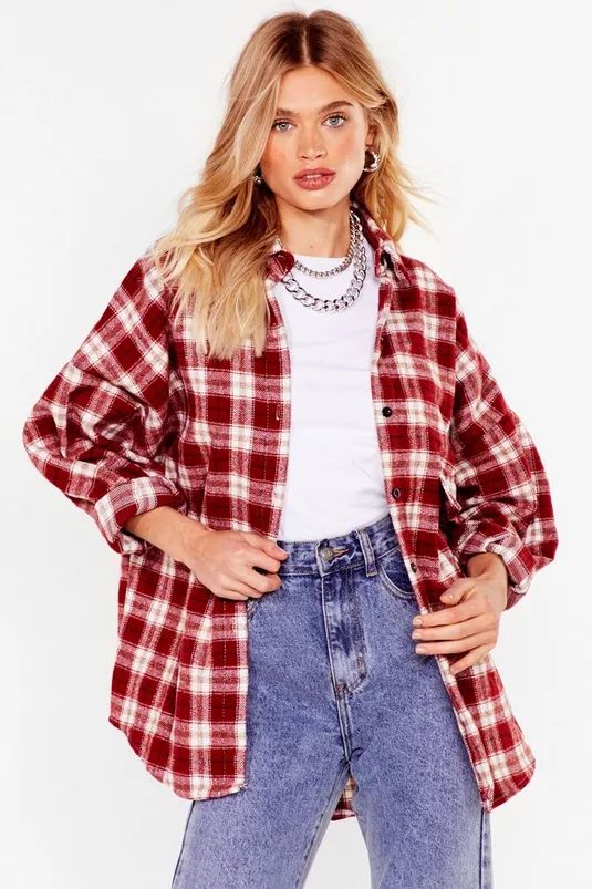 Check Print Oversized Shirt Jacket | Nasty Gal (US)