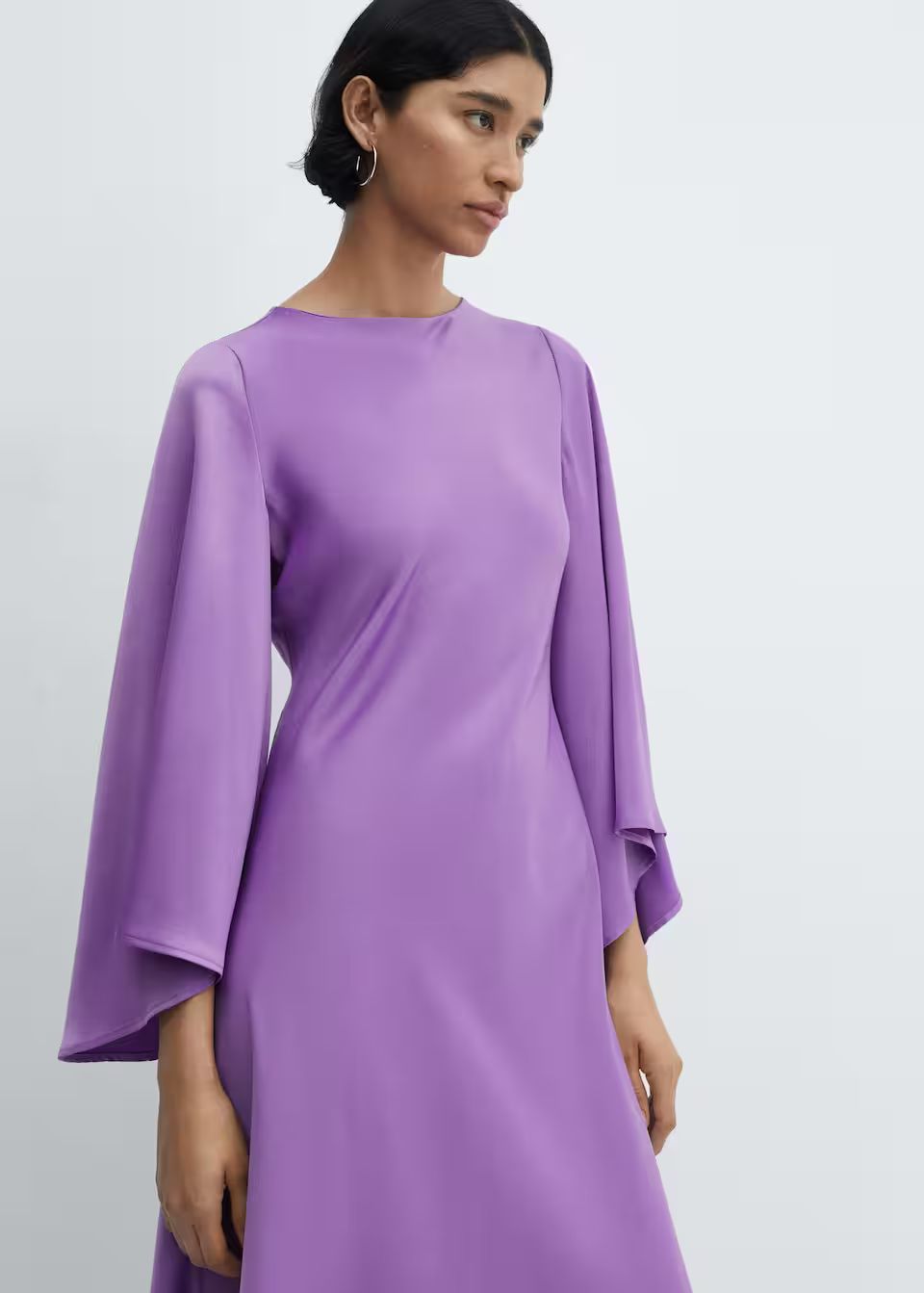 Flared-sleeve satin dress -  Women | Mango USA | MANGO (US)