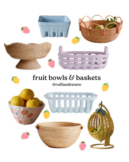 Fruit bowls and baskets!

fruit bowl / fruit basket / kitchen basket / counter decor / kitchen decor 

#LTKFindsUnder50 #LTKSeasonal #LTKHome