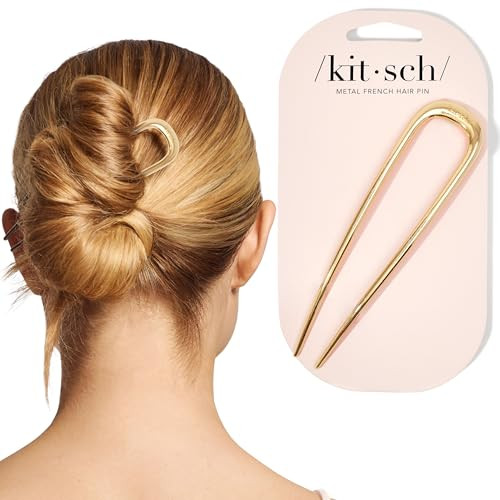Kitsch French Hair Pins for Women – Elegant & Durable Metal French Pin for Updos, Chignon, Buns & Twist Hairstyles | Secure Hold All Day, Comfortable Fit | Ideal Gifts for Women- Gold, 1pc | Amazon (US)