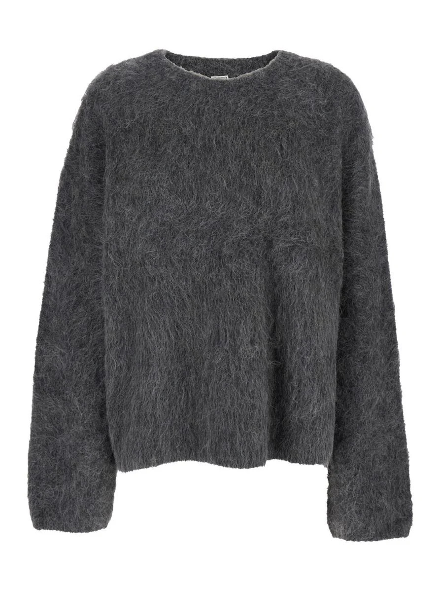 Grey Oversized Sweater With Brushed Effect In Alpaca Blend Woman | Baltini
