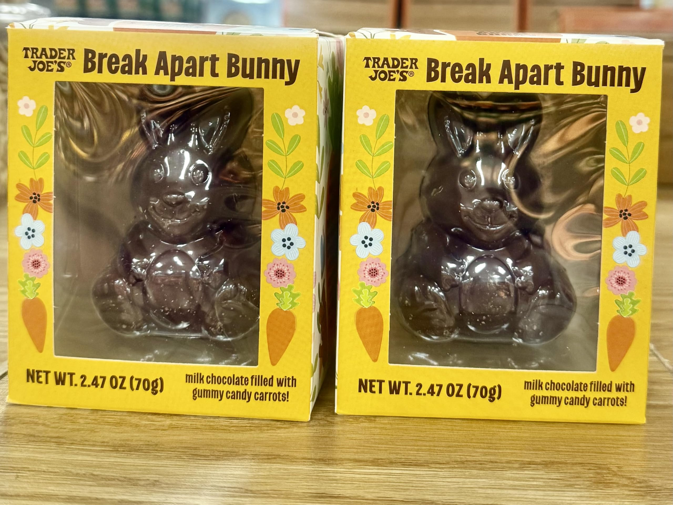 Trader Joe's Break Apart Bunny, Milk Chocolate Filled with Gummy Candy Carrots, Easter Theme, 2.4... | Amazon (US)