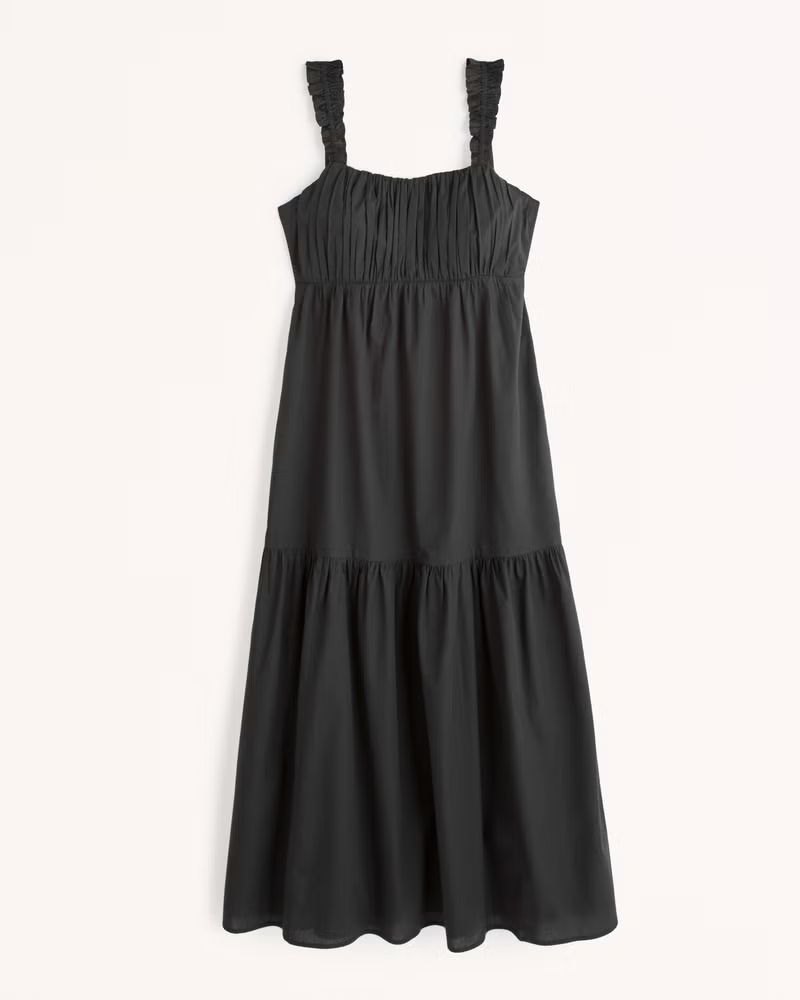 Ruffle Strap Poplin Maxi Dress | Abercrombie & Fitch (US)
