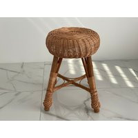 Rattan Wicker Round Stool Or Teatable | Etsy (US)