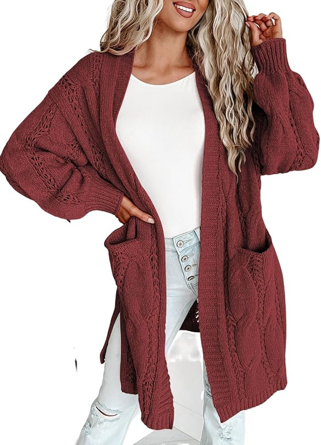 Dokotoo Long Cardigans for Women Open Front Long Sleeves Lightweight Fall Sweaters with Pockets | Amazon (US)