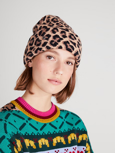 Kate Spade Leopard Beanie, Cashew | Kate Spade (US)