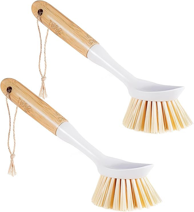 Kitchen Dish & Cast Iron Brush with Scraper, [2 Pack] Skillet Scrub Cleaner with Handle, Kitchen ... | Amazon (US)
