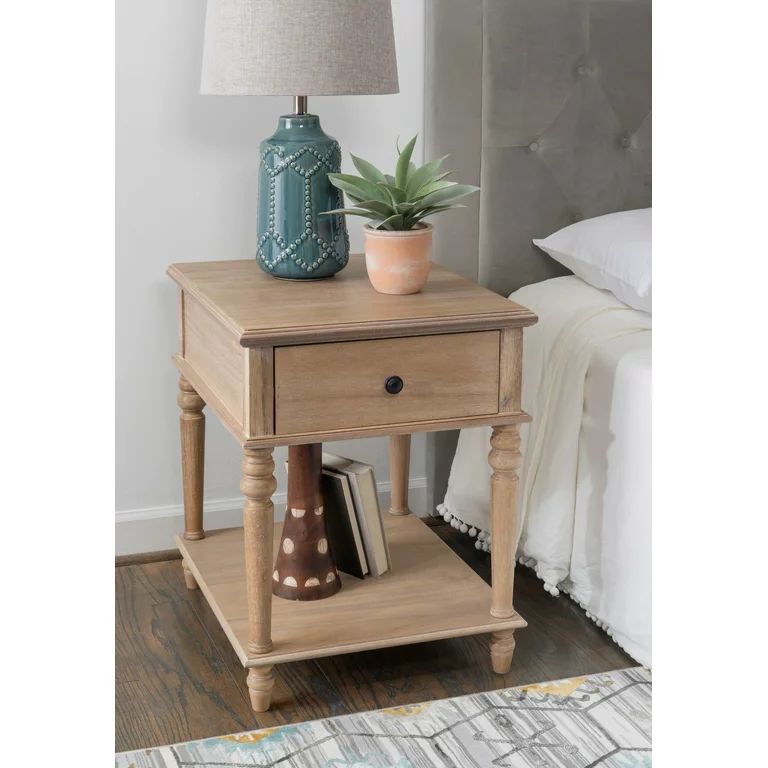 Powell McGhie Single Drawer Indoor End Table with Shelf, 26" Tall, Natural | Walmart (US)