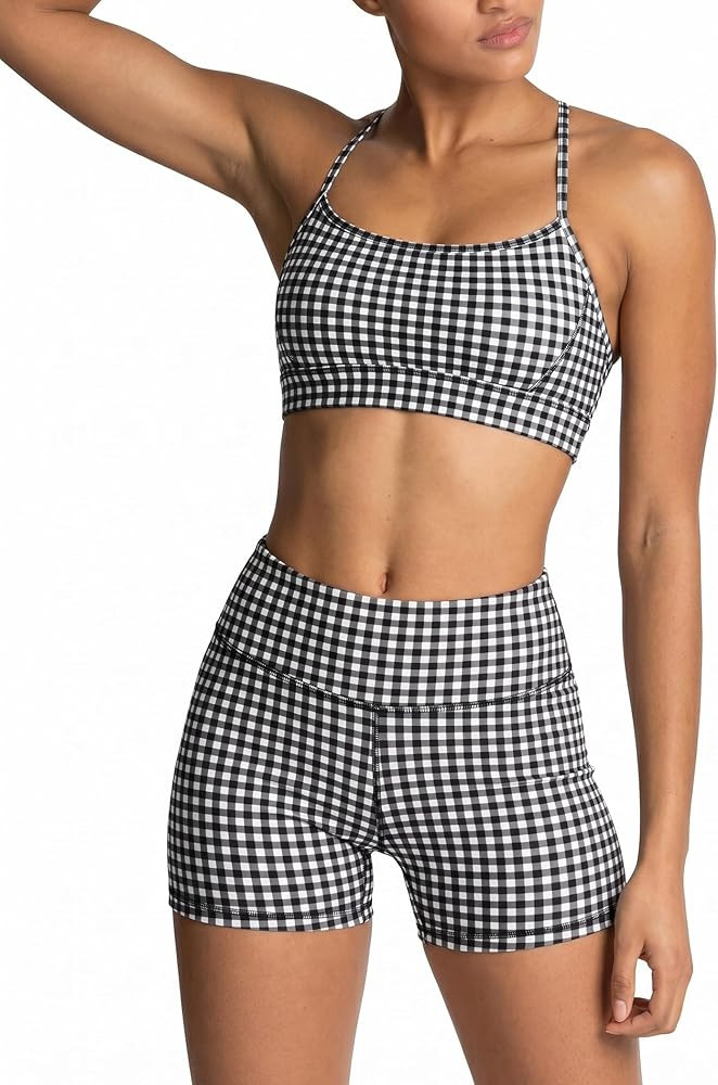 IMEKIS Women's Workout Sets 2 Piece Yoga Outfit High Waisted Biker Shorts Leggings Sports Bra Gym... | Amazon (US)