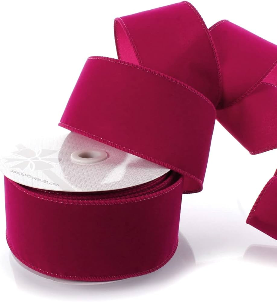 Ribbon Traditions 2.5" Wired Suede Velvet Ribbon Fuchsia - 25 Yards | Amazon (US)