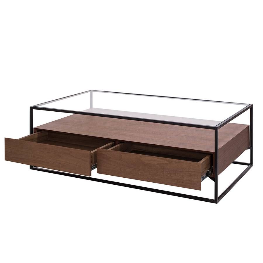 Couchtisch Rizzo - Holzwerkstoff / Glas - Braun / Schwarz | Home24 DE