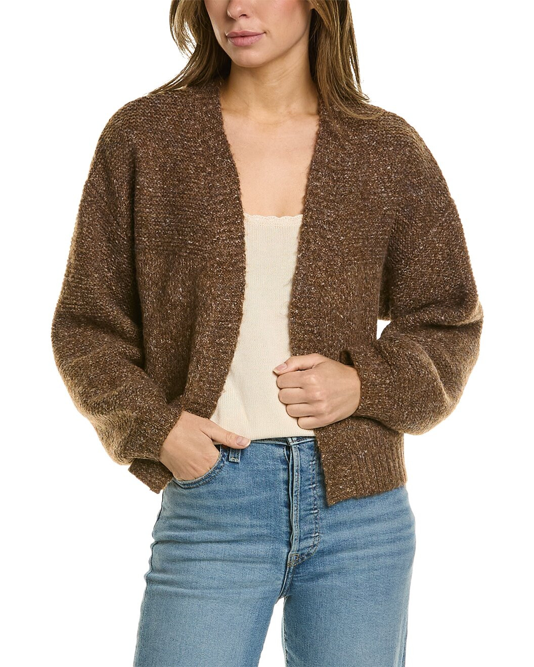 Balloon Sleeve Wool-Blend Cardigan | Rue La La