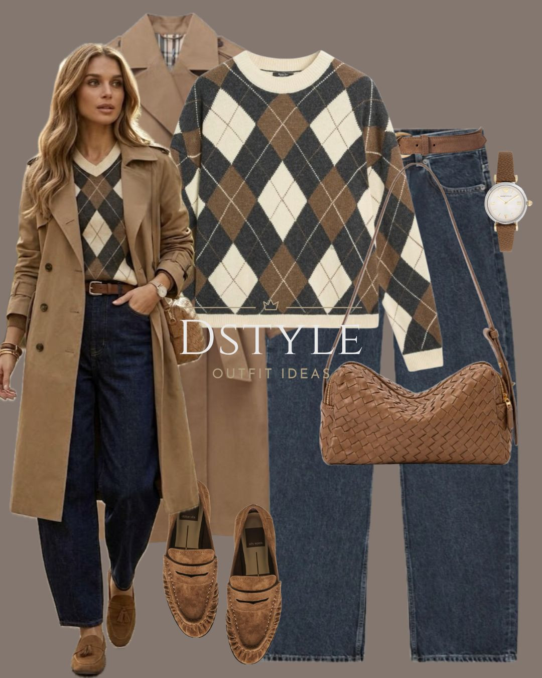 🍂 Classic argyle knit, relaxed dark jeans, brown suede loafers, and a timeless trench coat.
tags: FallOutfitInspo TrenchCoatStyle PreppyStyle ArgyleKnit CasualChic 

 #LTKootd