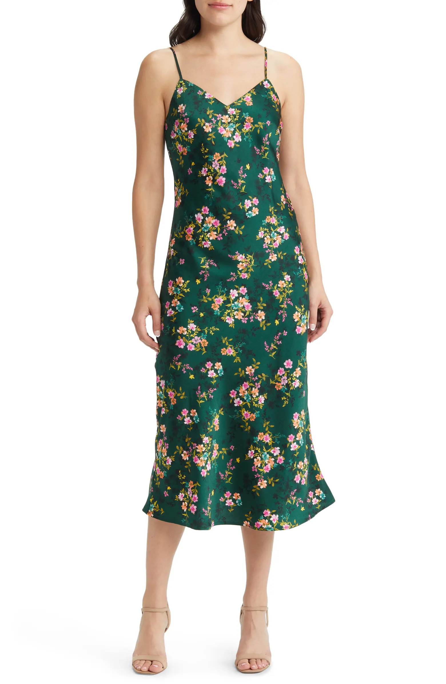 Sarah Floral Print Midi Slipdress | Nordstrom