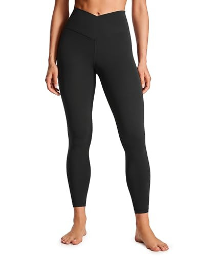 CRZ YOGA Butterluxe Crossover Waist Leggings 25" - V Crossover High Waisted Gym Workout Yoga Womens Black Small | Amazon (US)