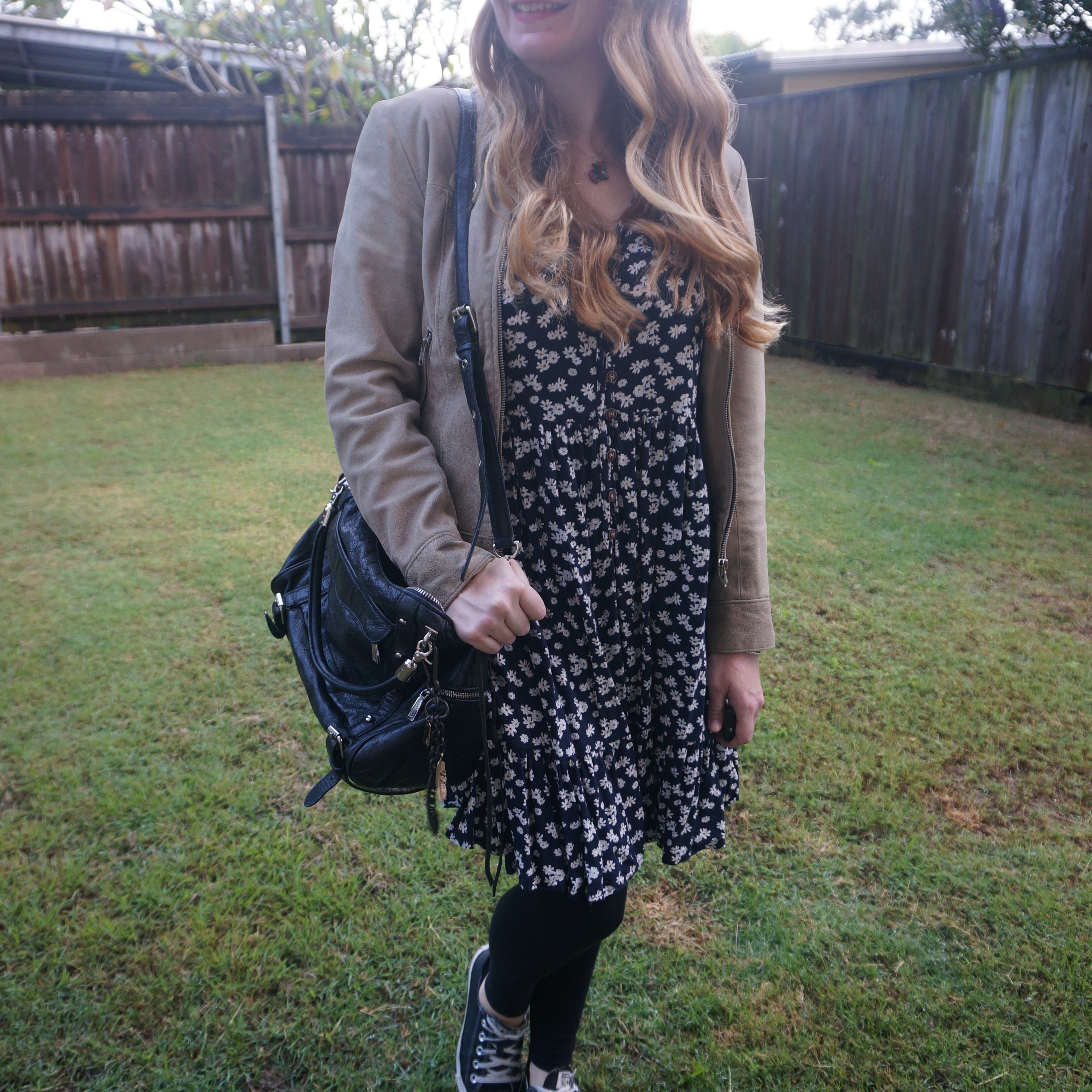 Thrifted vintage leather jacket, Rebecca Minkoff cupid bag, Caroline Morgan dress from my sister's wardrobe and black Converse 🖤

#LTKaustralia #LTKwinter #LTKbag