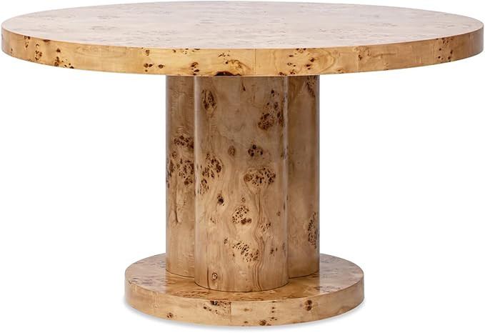Jennifer Taylor Home Nebula 51" 5-6 Seater Round Burl Pillar Dining Table, Warm Natural Brown Bur... | Amazon (US)
