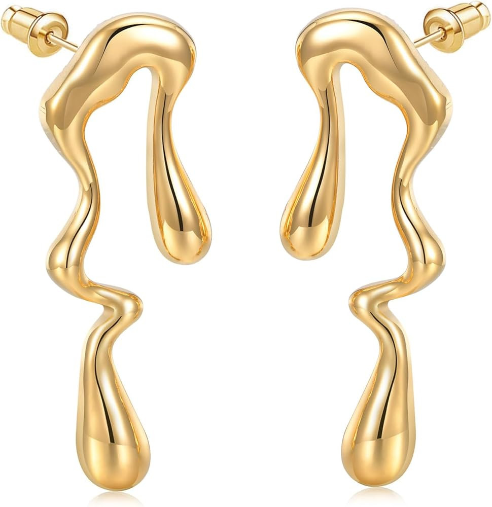 Stocking Stuffers - Christmas Gifts for Women - Earrings for Women 14K Gold Plated Chunky Knot Ea... | Amazon (US)